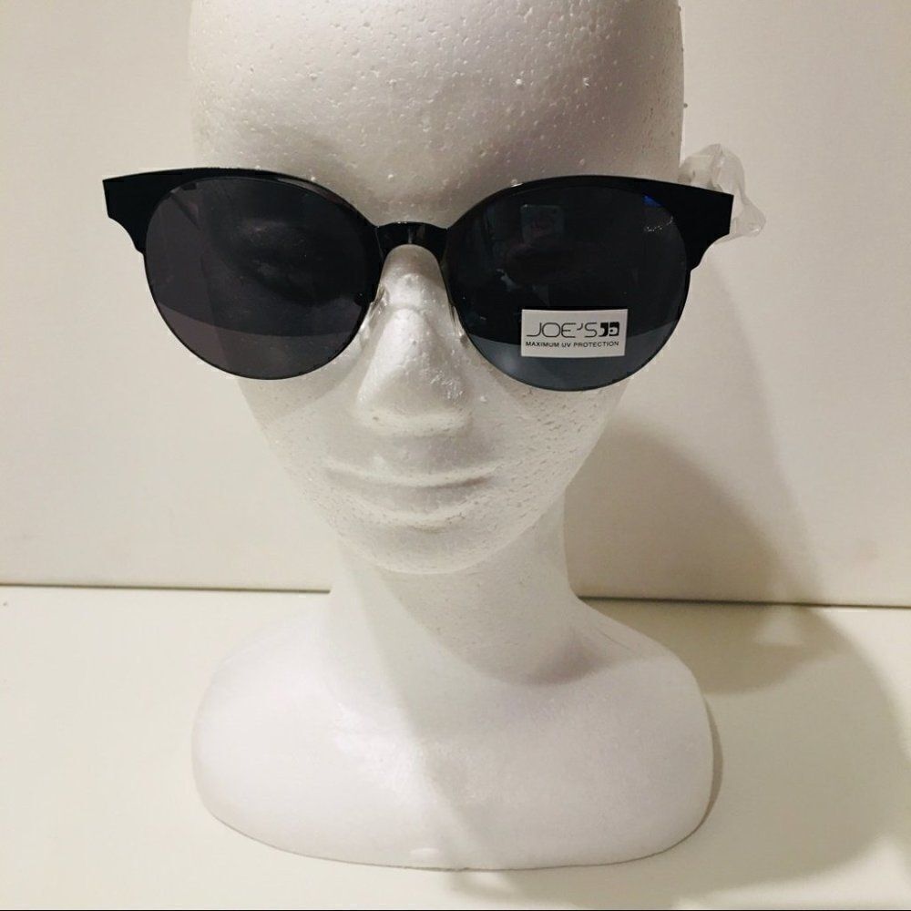 Joe’s Jeans Dark Gunmetal Color Metal Cat Eye Retro Edgy Sunglasses